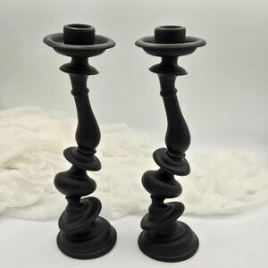 Pair of Paul Loebach for Areaware "Distortion" Candlesticks - Matte Black